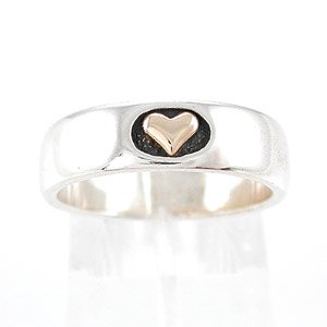 Heart Band Ring in 14kt Gold and Sterling Silver in size 5, 6, 7, 8, 9 and 10, #8485