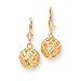14k Polished Diamond-Cut Mesh Ball Dangle Leverback Earrings