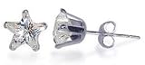 Sterling Silver Clear Cubic Zirconia 4 MM Star Stud Earrings
