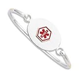 Sterling Silver Non-enameled Medical Bangle Bracelet