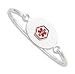 Sterling Silver Non-enameled Medical Bangle Bracelet