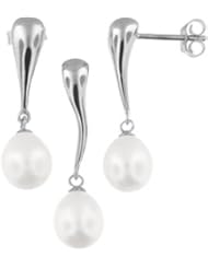 Sterling Silver and Freshwater Pearl Earring and Pendant Set