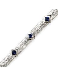 Sterling Silver Blue And Clear CZ Bracelet - 7.25 Inch