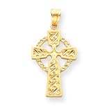 14k Diamond-cut Celtic Cross Pendant - Measures 24x17mm - JewelryWeb