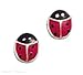 Sterling Silver Ladybug Post Earrings Red Enamel title=