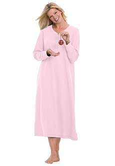 Roamans Plus Size Thermal Long Sleepshirt (PINK,L)