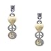 Heart - Peace - Yin Yang - Im. Rhodium & Clear Swarovski Post Charm Earrings