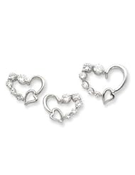 Sterling Silver CZ Heart Earring & Pendant Set
