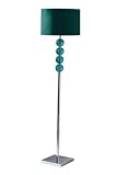 Premier Housewares Mistro Teal Floor Lamp with 4 Glass Balls Chrome Base and Faux Suede Shade