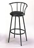 Set of 2 Satin Black Finish Metal Swivel Bar Stools