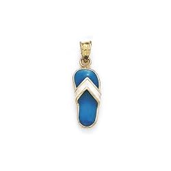 14k Created Turquoise Enamel Flip-Flop Pendant - JewelryWeb