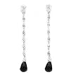Sterling Silver Fashion Earrings with Jet Black CZ - Dangling
