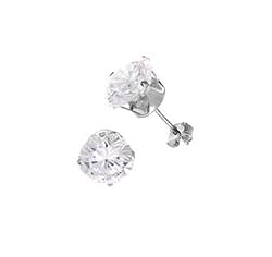 Sterling Silver Round Earrings - Stamping - 4 mm