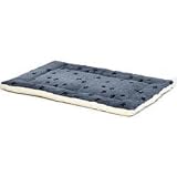 MidWest Quiet Time Fleece and Blue Paw Print Colored Mat- 21 length x 12 width reversible