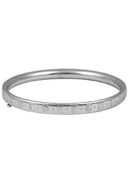 Kids Jewelry - 6 Inches Sterling Silver Alphabet Bangle Bracelet