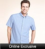 2" Longer Blue Harbour Pure Cotton Oxford Striped Shirt
