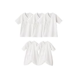 ★品質実感ｷｬﾝﾍﾟｰﾝ★新生児肌着お買い得５点セット 50～60　ｵﾌﾎﾜｲﾄ