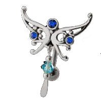 Reverse Mounted Belly Button Ring Butterfly