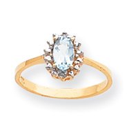Genuine IceCarats Designer Jewelry Gift 14K .02Ct Diamond & Aquamarine Birthstone Ring Size 6.00