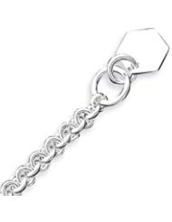 Sterling Silver Engraveable Hexagon Disc on Fancy Link Bracelet - 7.5 Inch
