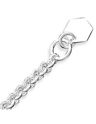 Sterling Silver Engraveable Hexagon Disc on Fancy Link Bracelet - 8.5 Inch