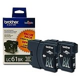 Brother - LC61 Ink Cartridge, Inkjet, 2/Pack, Black