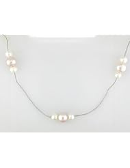 14K White Gold 6-6.5 MM Freshwater Cultured Pearl Strand, 17"