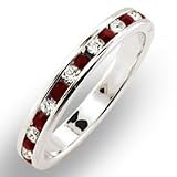Women's Stone Band Garnet Swarovski.Crystal Ring, Size: 5-9