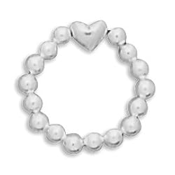 Sterling Silver Heart Bead Stretch Toe Ring