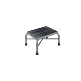 Drive Medical Heavy Duty Bariatric Footstool with Handrail and Non Skid Rubber Platform, Silver Vein