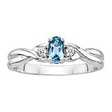 10kt. White Gold, Natural Blue Topaz Birthstone Ring