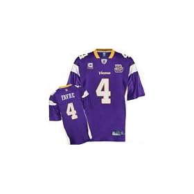 Brett Favre #4 Minnesota Vikings Purple Replica Reebok Jersey w/50th Season Patch Size M (48)