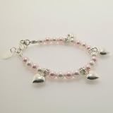 Sterling Silver Charm and Swarovski Pearl Baby Bracelet