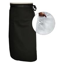 San Jamar A011 Poly Cotton Chef Bistro Apron with Single Pocket, 34" Length x 29" Width, Black