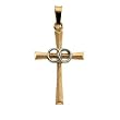 14K Two Tone Gold Cross Pendant With Wedding Bands