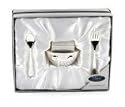 SILVERPLATED MONEY BOX CHRISTENING SPOON & FORK BOX SET