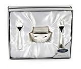 SILVERPLATED MONEY BOX CHRISTENING SPOON & FORK BOX SET