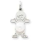14k White Gold Boy 6x4 Oval Cultured Pearl June Pendant - JewelryWeb