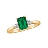 10kt. Gold, Created Emerald Ring with Diamond Accents