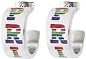 Gay Pride Silver Tone Pewter Stud Earrings