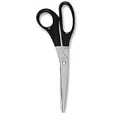 Stainless Steel Scissors, Bent, 8-Inch Large, Black Plastic Handles