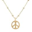 Small Peace Sign Pendant in Gold Vermeil on a 16" Gold Filled Saturn Chain, #8184