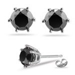 1/4 Ct Black Diamond A Stud Earrings in 14K White Gold