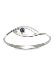 Ed Levin, Sensational Swing Bracelet, Blue Topaz, .925 Sterling Silver & 14K Gold, Sizes S - L, Expandable