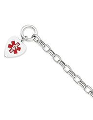 Sterling Silver Engraveable Enameled Heart Medical ID Bracelet
