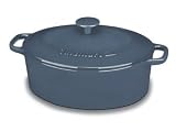 Cuisinart Chef's Classic Enameled Cast Iron 5-1/2-Quart Oval Covered Casserole, Provencal Blue