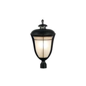 Kenroy Home 70244MTBZ Boulevard Post Lantern with Light Amber Glass Shade, Metallic Bronze
