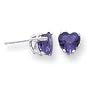14k White Gold 7mm Heart Amethyst earring XE99WAM