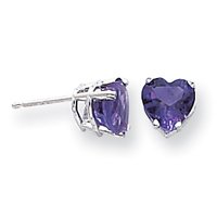 14k White Gold 7mm Heart Amethyst earring XE99WAM