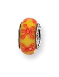 Sterling Silver Reflections Yellow/Orange Murano Glass Bead QRS644